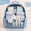 MOCHILA ABIERTA CELESTE Mochila Pre y Postnatal Esencial – Para Clínicas Hospitales y Recién Nacido